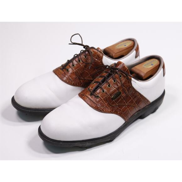 Footjoy Dryjoys ELC Crocodile Trim Saddle Golf Shoes Cleats 12 M - Picture 2 of 11